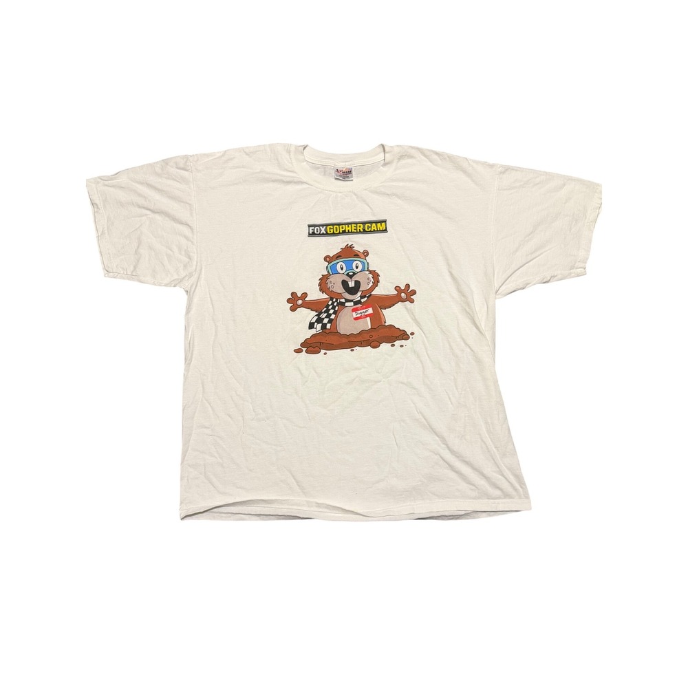 Chase Authentics NASCAR Fox Gopher Cam Digger T-Shirt White Mens 2XL Vintage